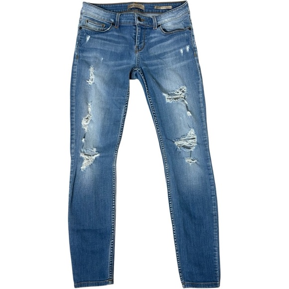 Guess Jeans Power Skinny Low rise Distressed Jean Sz 28 - Picture 1 of 4